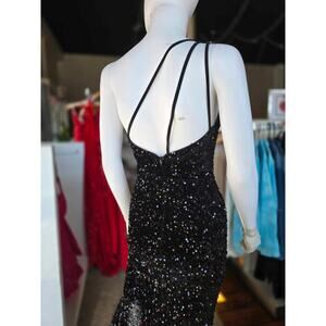 XS Black sequin One Shoulder Prom Dress